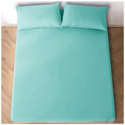 GC GAVENO CAVAILIA Easy Care Polycotton Fitted, Plain Dyed Bed Sheets OR Housewife Pillowcases 2 Pack, Polyester-Cotton, Aqua, Super King