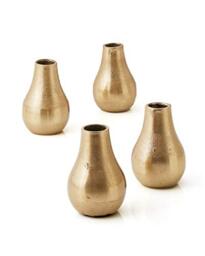 "Serene Spaces Living Set of 4 Gold Floral Pear Bud Vase, Stylish Flower Vases for Centerpieces at Weddings, Party Tables, Dining or Coffee Table, Thanksgiving, Fall Decor, 4"" Tall & 2.5"" Diameter"