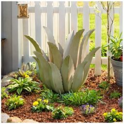 Large Metal Desert Greenery Agave Plant for Outdoor Patio Yard, Hand Painted Country Sculpture & Home Decor, DIY Tequila Plant Outdoor Decoration, Garden Lawn Ornament (19''W x 25.5''H)