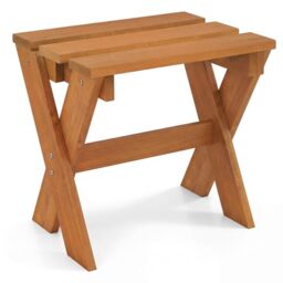 CASART Patio Side Table, Solid Wood Coffee End Table Plant Stand with Slatted Top, Indoor Outdoor Utility Stool Ottoman Accent Snack Tables for Garden Yard Living Room