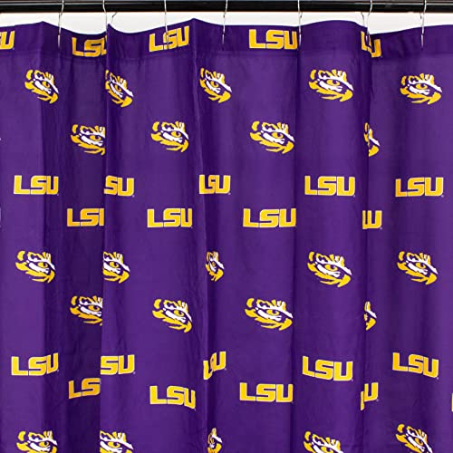 "College Covers Everything Comfy LSU Tigers Bright and Colorful Shower Curtain Cover 70"" x 72"""