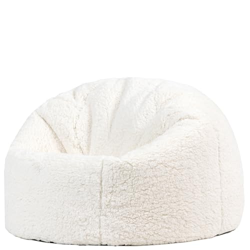 icon Kingston Large Kids Bean Bag, Natural, Teddy Berber Fleece, Kids Bean Bag Chair with Filling Included, Gifts for Girls, Bedroom, Bedroom Accessories