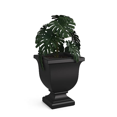Mayne Inc. Augusta 20in Tall Flower Pot Planter - Black - 15in L x 15in W x 20in H - with Built-in Water Reservoir (5893-B)