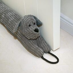 "Marwood Under Door Draught Excluder Decorative Wind Stopper 81cm for Door & Window, Weighted Animal Air Door Draft Stopper Snake Noise Blocker for Bottom of Door with Hanging Loops - Grey Dog 32"""