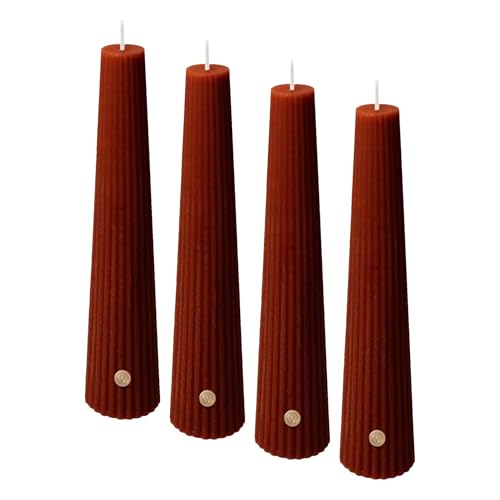 Spaas Ribbed Candle 25h, Bordeaux (Pack of 4)