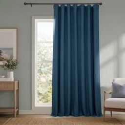 HPD Half Price Drapes Faux Linen Textured Room Darkening Curtains for Bedroom 120 Inches Long (1 Panel), 100W X 120L Extra Wide Curtains for Living Room Home Decor, Indigo