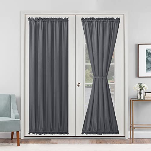 Hiasan Front French Door Curtains for Small Window, Rod Pocket Semi Sheer Short Sidelight Curtain, 1 Panel (White, W 52 inch x L 72 inch)