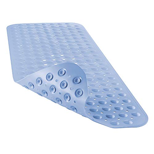 YINENN Bath Tub Shower Mat Anti-Bacterial Non-Slip and Phthalate Latex Free,Mildew Resistant and Machine Washable Eco-Friendly Bath Mat with 40X16 inch (Light Blue)