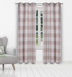 Blackout 365 Aaron Buffalo Check Window Curtain, 37x84 (2 Pieces), Blush