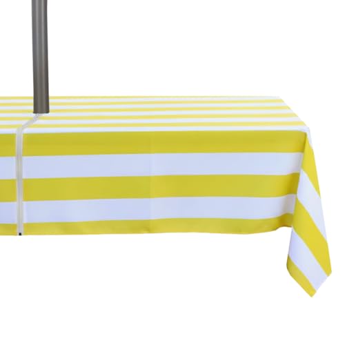 EHouseHome Outdoor Indoor 60x84 inch Rectangle Tablecloth with Umbrella Hole and Zipper, Waterproof Patio Cloths, Spring/Summer Table Covers for Backyard Circular Table/BBQs/Picnic