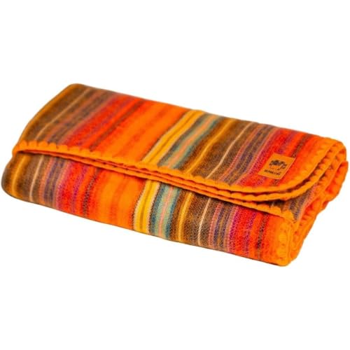 ALPAKITAS Alpaca Wool Blanket, Large, Beautiful, Warm, Striped, 64 x 45 inches, Ultra Soft, Hypoallergenic and Breathable, No Itching or Scratching, Orange