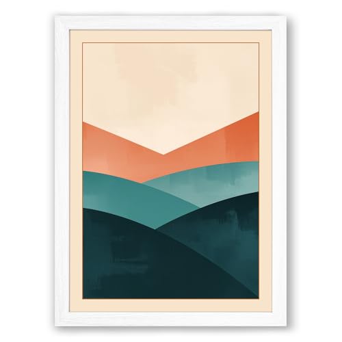 Layered Horizons Minimalist Framed Wall Art Print A1 (84.1×59.4cm) White, Wall Decor for Living Room, Bedroom, Office & Home, Ready to Hang, Art Gift