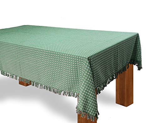 The Season Thread Table Cloth, Bottle Green Woven Fringed, 100% Cotton Table Cover, Size 60x120 Inch, Suitable for Formal Dining, Everyday Meals and Casual Occasions.