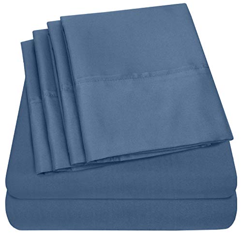 Twin Size Bed Sheets - 4 Piece 1500 Supreme Collection Fine Brushed Microfiber Deep Pocket Twin Sheet Set Bedding - 1 EXTRA PILLOW CASES, GREAT VALUE, Twin, Denim