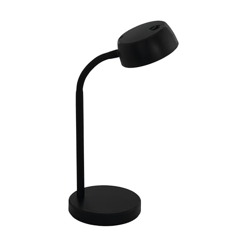 EGLO Cabales LED Table Lamp 1 Bulb Modern Bedside Table Lamp Plastic Living Room Lamp Black Lamp with Rocker Switch Warm White