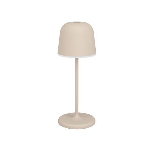 Eglo Cordless LED Table lamp Mannera-S, Wireless Battery Light with Ground Spike, Touch dimmable, Rechargable Indoor Outdoor Lighting, Aluminium, Steel in Beige, IP54