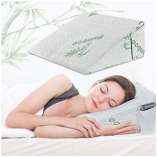 Bed Wedge Pillow Memory Foam Bamboo Orthopaedic Back Support