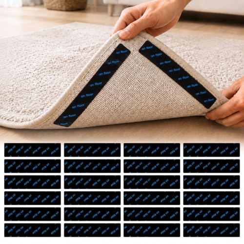 Admygo Rug Gripper 24 Pcs-Anti Slip Rug Underlay Stickers, Grippers Laminate, Carpet Grippers, Rug Grips, Washable & Reusable Carpet Grippers Rug for Wooden, Marble Floors
