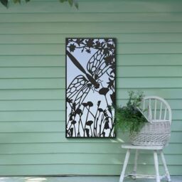 Large Metal Bronze Dragonfly Portrait Shaped Garden Outdoor Mirror New 118x58cm