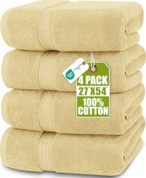 Utopia Towels - 4 Piece Bath Towels Set (69 x 137 CM) Cotton - Beige