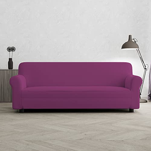 Italian Bed Linen Elastic Sofa Cover ???Piu Bello???, 97% Polyester + 3% Elastometer, Fuchsia, 3 Places