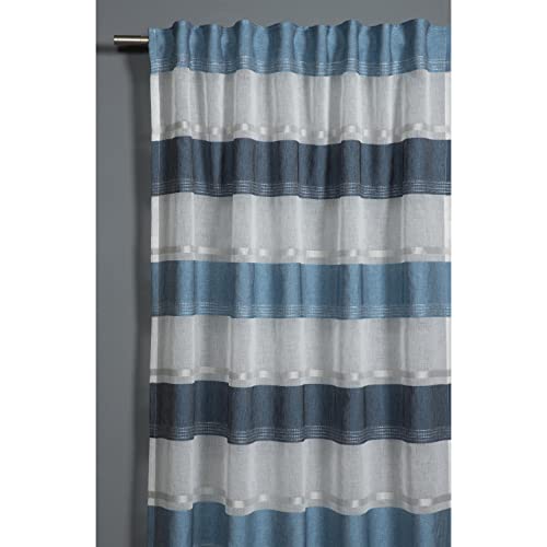 Gardinia Sheer Curtain with Concealed Tabs and Tape Top 140 x 245 cm Etamine White/Blue