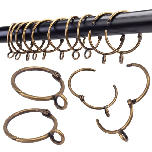 Openable Curtain Rings with Eyelet,24PCS Curtain Rings,Drapes Rings 50mm Interior Diameter Bronze TXZWJZ