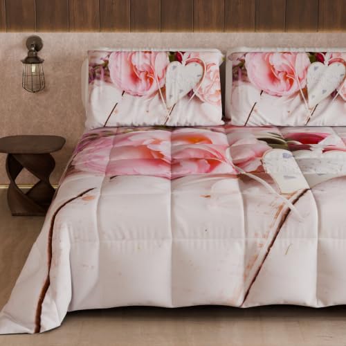 PETTI Artigiani Italiani Printed Winter Duvet 170 ?? 260 cm, Country Chic - Reversible Microfibre Quilt, 300 g/m??, Made in Italy
