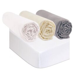 3 Fitted Sheets 40 x 90 cm + 2 Mattress Protectors 40 x 90 cm Organic Cotton