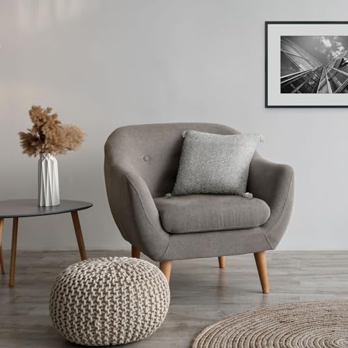 Emma Barclay Herringbone - Recycled Cotton Cushion Cover (Silver)