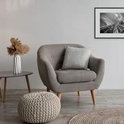 Emma Barclay Herringbone - Recycled Cotton Cushion Cover (Silver)