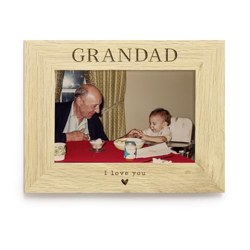eBuyGB Grandad I Love You Gift, Wooden Photo Frame, Father’s Day Gift for Grandad, Grandparent Frame, Grandad Birthday, 4x6 (Landscape)