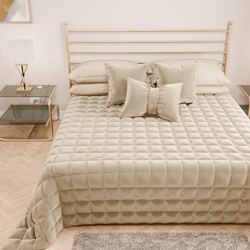 PETTI Artigiani Italiani - One and a Half Square Quilt in Soft and Warm Velvet, Autumn Spring Quilt, One and a Half Bedspread, 100% Made in Italy