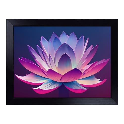 Lap Tray with Bean Bag Cushion, Revolutionary Lotus Flower - Handmade in the UK, Raised Wooden Edge, Padded Cushion, Heat-Resistant Wipe-Clean Surface, for Meals, Laptops and Crafts