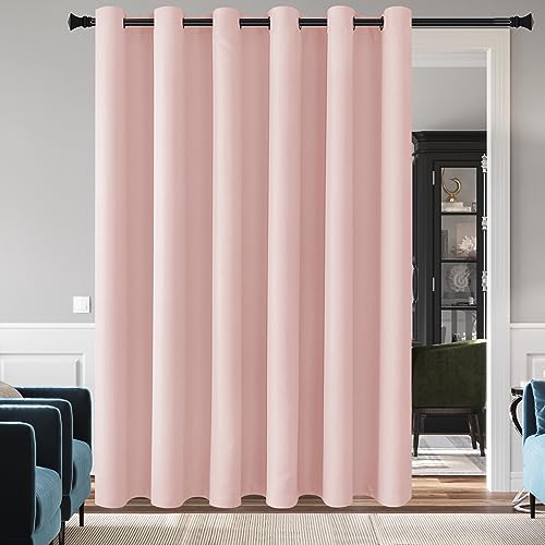 DWCN Blackout Curtain Panel for Bedroom - Thermal Insulated Energy Saving Grommet Blackout Drapery for Patio Door, Room Divider Big Long Curtain???Blush Pink, W100 by L84, 1 PC