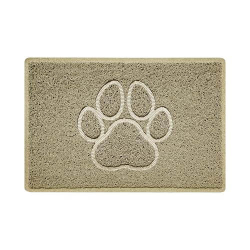 Nicoman Paw Embossed Shape Indoor Outdoor Dirt-Trapper Door Mat Washable Barrier Heavy Duty Doormat - (Watertight Rubber-Back, Small, Beige, 60 x 40cm)