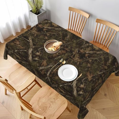 mutakin Camouflage Leaf Rectangle Tablecloth Washable Table Cloth 60x90 Inch Table Cover Waterproof for Decoration Kitchen Dining Room