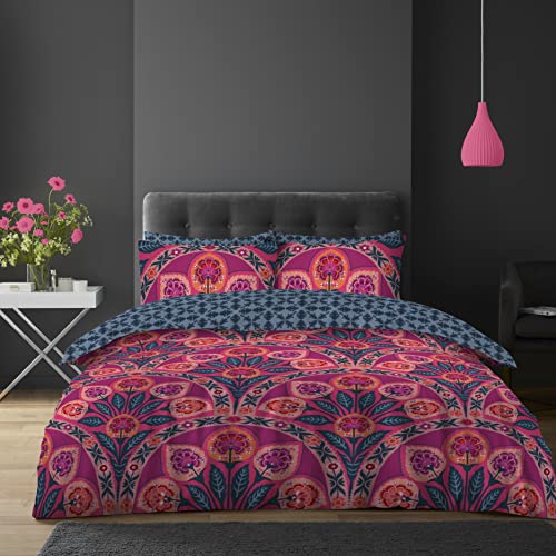 Super Dreamer 4 Pcs Paisley Bedding Complete Bed Set-1 Double Size Duvet Cover+ 1 Patterned Fitted Bed Sheets with 2 Pillowcase- Reversible Quilt Covers