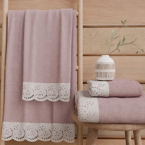 PETTI Artigiani Italiani - 100% Cotton Terry Bath Towels, 1+1 Towel Set, 2 Pieces 1 Face Towel and 1 Hand Towel, Onion