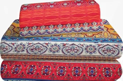 SDY 4PCS Bohemian Bedding Sheet Set,Red Boho Retro Super Soft Sheets Set with 1 Fitted Sheet & 1 Top Flat Sheet & 2 Pillowcases (Queen,12??????)