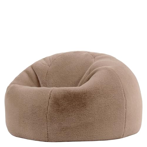 icon Kingston Faux Fur Fluffy Bean Bag, Mocha Brown, Large Adult Bean Bag Chair with Filling Included, Comfy Chair, Living Room Furniture, Bedroom Furniture