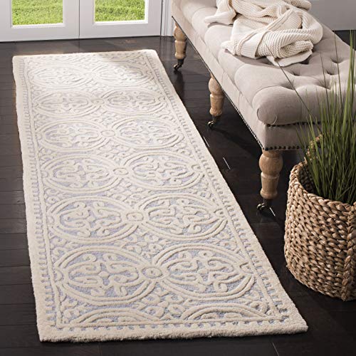 Safavieh Medallion Indoor Hand Tufted Runner Area Rug, Cambridge Collection, CAM123, in Light Blue / Ivory, 76 X 244 cm for Living Room, Bedroom or Any Indoor Space