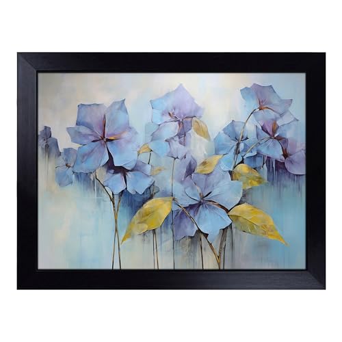 Lap Tray with Bean Bag Cushion, Hydrangea Abstract - Handmade in the UK, Raised Wooden Edge, Padded Cushion, Heat-Resistant Wipe-Clean Surface, for Meals, Laptops and Crafts