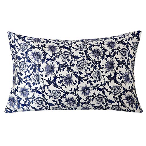 Silk Pillowcase for Hair and Skin with Hidden Zipper Chinese Pastel Water Colors Print Standard/Queen (pattern13)