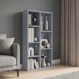 Vida Designs 7 Cube Storage Unit, Grey, Wooden Shelving Display Storage Unit Office Living Room Furniture