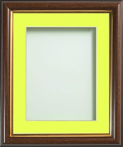 Frame Company Eldridge Mahogany Photo Frame with Lemon Bon Bon Mount, 9x7 for 7x5 inch, fitted with perspex