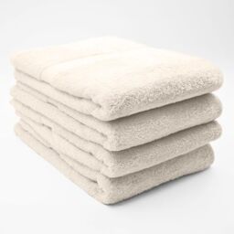 Douceur d'Intérieur, Elegance Sand Set of 4 Shower Towels (70 x 130 cm) Terry Cloth