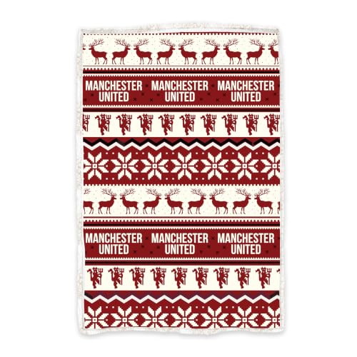 ferraris piston service limited Manchester United FC Officially Licenced Sherpa Backed Fleece Blanket - Super Soft Warm Fleece - Reindeer Design - Perfect For Home, Sleepovers & Camping - 100x150cm