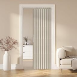"AJAZZ 100% Blackout Magnetic Door Curtain Accordion Doors Interior Folding Closet Door Curtain Invisible Applicable Bedroom Room Living Room Doorway (Cream White 42"" W x 78"" L) 1 Panel"