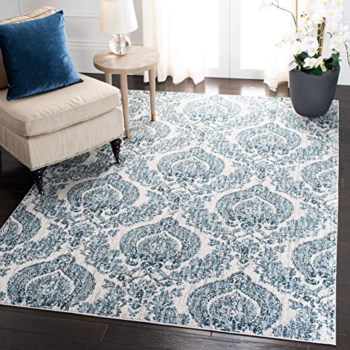 Safavieh Traditional Indoor Woven Rectangle Area Rug, Isabella Collection, ISA952, in Navy / Ivory, 91 X 152 cm for Living Room, Bedroom or Any Indoor Space
